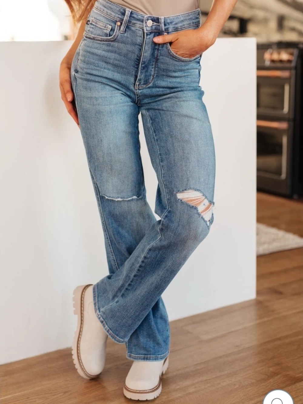 Judy Blue High Rise Control Top Distressed Straight Jeans JB88785 Size 9/29